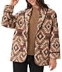 Karen Kane Ranch Jacket Blanket Geometric Print Band Collar Long Sleeve Open Front Ranch Jacket - Image 4