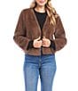 Karen Kane Reversible Faux Fur Open Front Jacket, Color:Brown - Image 1