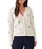 Karen Kane Rhinestone Embellished V Neck Long Sleeve Button Front Cardigan - Image 1