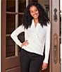 Karen Kane Ribbed Brushed Knit Long Sleeve Drape Front Crossover Top, Color:Off White - Image 4