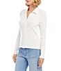 Karen Kane Ribbed Knit Contrast Point Collar Long Sleeve Button Front Shirt - Image 3