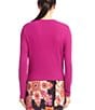Karen Kane Ribbed Knit Crew Long Sleeved Drape Front Crossover Top, Color:Magenta - Image 2
