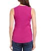 Color:Dark Pink - Image 2 - Ribbed Knit Crew Neck Sleeveless Sweater Top