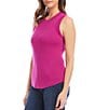 Color:Dark Pink - Image 3 - Ribbed Knit Crew Neck Sleeveless Sweater Top
