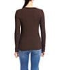 Karen Kane Ribbed Knit V- Neck Long Sleeve Top, Color:Brown - Image 2
