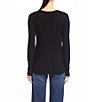 Karen Kane Ribbed Knit V- Neck Long Sleeve Top, Color:Black - Image 2