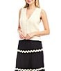 Karen Kane Ribbed V-Neck Sleeveless Button Front Vest, Color:Cream - Image 3