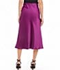 Color:Magenta - Image 2 - Satin Bias Cut High Waist A-Line Pull-On Skirt