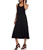 Color:Black - Image 3 - Scoop Neck Sleeveless Tiered Midi Dress