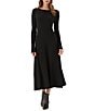 Karen Kane Seamless Knit Crew Neck Long Sleeve Midi Sweater A-Line Dress - Image 1