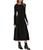 Karen Kane Seamless Knit Crew Neck Long Sleeve Midi Sweater A-Line Dress - Image 3