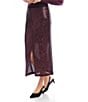 Karen Kane Sequin Mesh Front Slit Midi Skirt, Color:Eggplant - Image 3