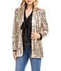 Karen Kane Sequin Notch Collar Long Sleeve Snap Front Blazer, Color:Champagne - Image 1