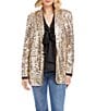 Karen Kane Sequin Notch Collar Long Sleeve Snap Front Blazer, Color:Champagne - Image 3