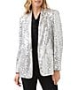 Karen Kane Sequin Notch Lapel Long Sleeve Single Button Blazer - Image 1