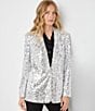 Karen Kane Sequin Notch Lapel Long Sleeve Single Button Blazer - Image 4