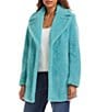 Karen Kane Sherpa Oversized Notched Collar Long Sleeve Coat, Color:Aqua - Image 3