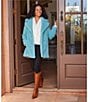 Karen Kane Sherpa Oversized Notched Collar Long Sleeve Coat, Color:Aqua - Image 4