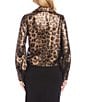 Karen Kane Shimmer Leopard Print Collared V-Neck Long Sleeve Tie Front Blouse, Color:Leopard - Image 2