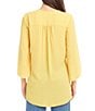 Karen Kane Silky Crepe V-Neck 3/4 Flutter Sleeve Asymmetric Crossover Hem Top, Color:Yellow - Image 2