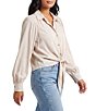 Karen Kane Soft Challis Point Collar Puff Sleeves Tie Front Top - Image 6