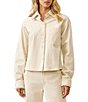 Karen Kane Soft Corduroy Peal Embellish Point Collar Long Sleeves Button Front Coordinating Top - Image 1