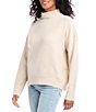 Color:Sand - Image 3 - Soft Recycled Knit Mock Neck Long Sleeve Relaxed Fit Sweater