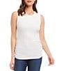 Color:Off White - Image 1 - Solid Organic Cotton Crew Neck Sleeveless Side Shirred Tank Top