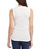 Color:Off White - Image 2 - Solid Organic Cotton Crew Neck Sleeveless Side Shirred Tank Top