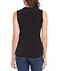 Color:Black - Image 2 - Solid Organic Cotton Crew Neck Sleeveless Side Shirred Tank Top