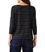 Karen Kane Stripe Boat Neck 3/4 Sleeve Tie-Front Top - Image 2