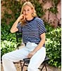 Karen Kane Stripe Crew Neck Short Sleeve Tee - Image 4