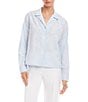 Karen Kane Stripe Embellished Notch Collar Long Sleeve Button Front Shirt - Image 1