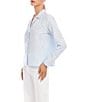 Karen Kane Stripe Embellished Notch Collar Long Sleeve Button Front Shirt - Image 3