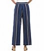 Karen Kane Stripe Embroidered Cropped Coordinating Drawstring Pants, Color:Multi - Image 2