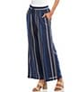 Karen Kane Stripe Embroidered Cropped Coordinating Drawstring Pants, Color:Multi - Image 3