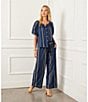 Karen Kane Stripe Embroidered Cropped Coordinating Drawstring Pants, Color:Multi - Image 4