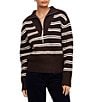Karen Kane Stripe Half Zip Long Sleeve Sweater - Image 1