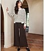 Karen Kane Stripe Scoop Neck Long Sleeve Button Front Cardigan, Color:Cream - Image 4