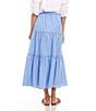 Karen Kane Stripe Soft Cotton Tiered Midi Skirt, Color:Stripe - Image 2