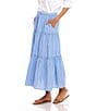 Karen Kane Stripe Soft Cotton Tiered Midi Skirt, Color:Stripe - Image 3