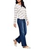 Karen Kane Striped Drape Front Crew Neck Long Sleeve Top - Image 4