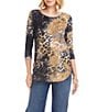 Karen Kane Tie-Dye Animal Burnout Scoop Neck 3/4 Sleeve Top, Color:Tie-Dye - Image 3