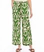 Color:Print - Image 1 - Tile Print Flat Front Wide Leg Pull-On Pant