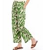 Color:Print - Image 3 - Tile Print Flat Front Wide Leg Pull-On Pant