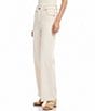 Color:Natural - Image 3 - Twill Mid Rise Wide Leg Ankle Jeans