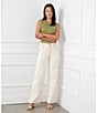 Color:Natural - Image 4 - Twill Mid Rise Wide Leg Ankle Jeans