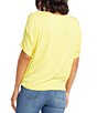 Color:Yellow - Image 2 - Twist Front Scoop Neck Jersey Knit Short Sleeve Top