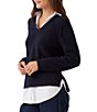 Karen Kane Twofer Layered Collared V-Neck Long Sleeve Sweater - Image 6