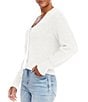 Color:Off White - Image 3 - V-Neck Long Sleeve Button-Front Wool Blend Cardigan